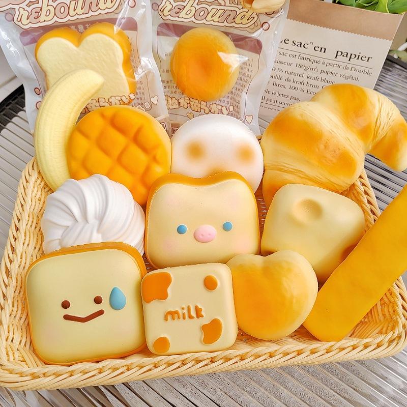 Simulated bread soft and slow-rebounding toy stress relief gadget, "Squeezzy Joy", a cute stress-reducing toy.