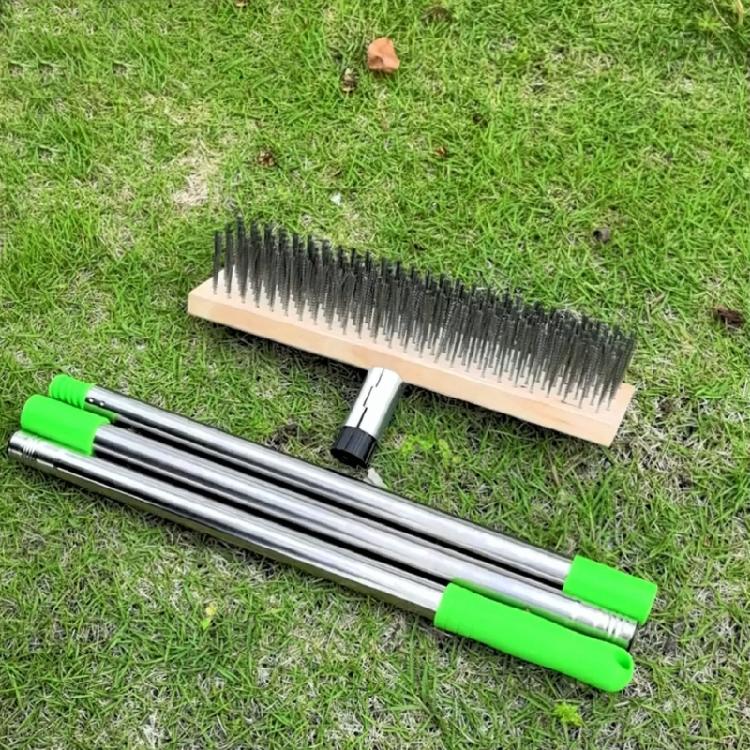Multipurpose Steel Wire Deck Brush Head for Outdoor Deck Garage Pool Steel Wire Broom For Garden Deck Pool Cleaning
