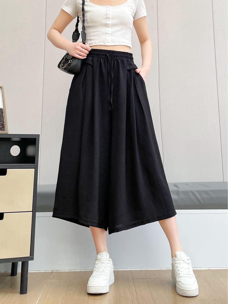 Women's Summer 2025 High-Waisted Ice-Feel Wide-Leg Culottes