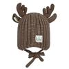 Ready to Ship Christmas 3D Embroidered Cute Deer Beanies Soft Slouchy Winter Knit Hat Warm Cap Kids