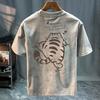Round Neck Trendy Tops, Fashionable and Versatile Men's T-shirts, Loose Printed Short Sleeves for Couples Cotton