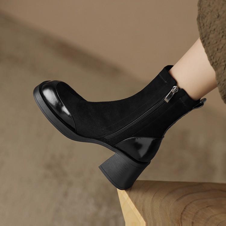 2024 Women's European-American Chunky Heel Elastic Ankle Boots - Versatile High-Heel Martin Style