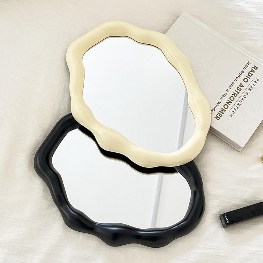 Nordic Style Standing Makeup Mirror Cloud Irregular Bedroom Dressing Mirror Office Dormitory Adjustable Desktop Aesthetic Cosmetic Decoration Mirror