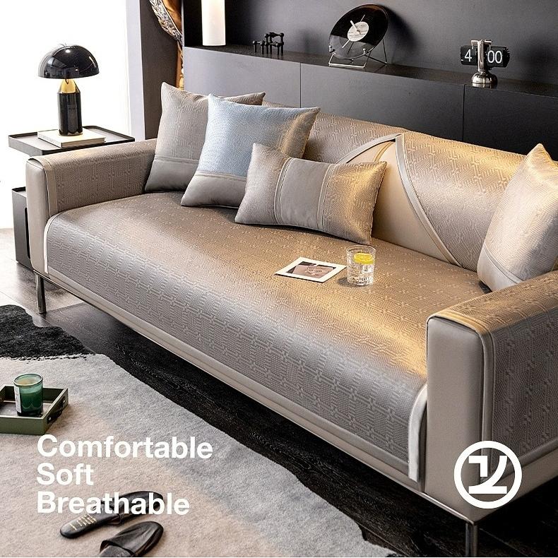 Light Luxury Summer Ice Shreds Sofa Cushion Breathable And Sweat Absorbing Dust Cover Home Living Room Anti Slip Cold Seat Mat