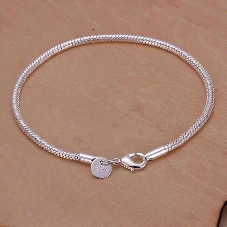 

3MM Snake Chain Bracelets Charm 925 Silver Plated Factory Fashion Hot Top Quality Jewelry Charm Cute Women Lady Wedding one-size серебряный