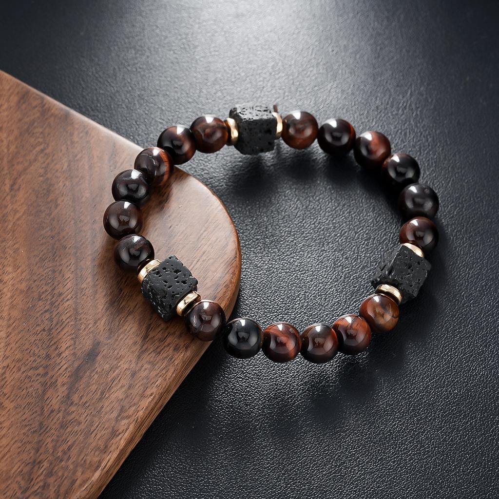 Men's Abrasive Stone Bracelet, Volcanic Stone Natural Stone Beaded Bracelet, Hand Decoration