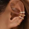 Minimalist Zircon Geometric Ear Clip Earrings for Women Fashion Metal Tassel Chain Ear Cuff Earrings Chic Non Piercing Zircon