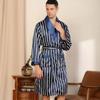 Silk Bathrobe Man Nightrobes Large Size Ice Silk Printed Pajamas One-piece Robe Male Loungewear Men Kimono Home