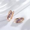 Ovale hohle Match-Lila-Zirkon-geometrische Ohrringe für Frauen, Goldfarbe, Vintage-Schmuck, Party-Zubehör