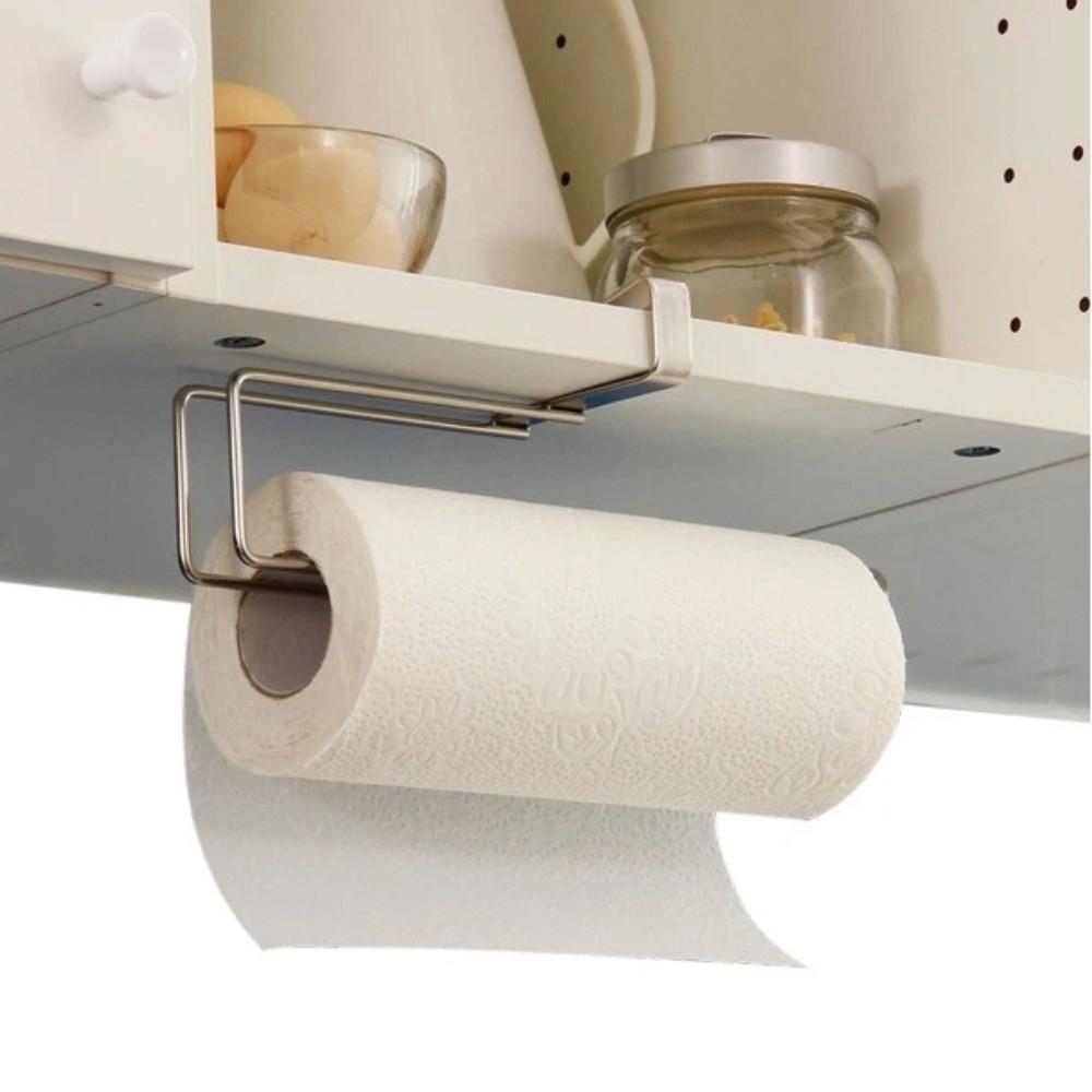 Metal Toilet Roll Holder Punch Free Cabinet Hanger Quality Kitchen Paper Towel Rack  Kitchen