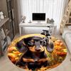 1PC Dachshund Flowers Office Round Area Rug, Mat Suitable For Office, Under Office Chairs Bedroom Living Room Home Decor, Room Deco
