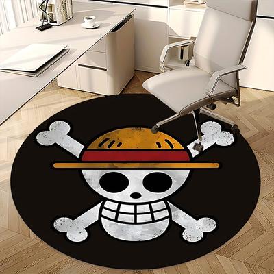 One Piece, Piratas do Chapéu de Palha Tapete para Cadeira Tapete Redondo Carpete de Escritório, Lavável à Máquina, Antiderrapante, Adequado para Salas de Estar, Quartos