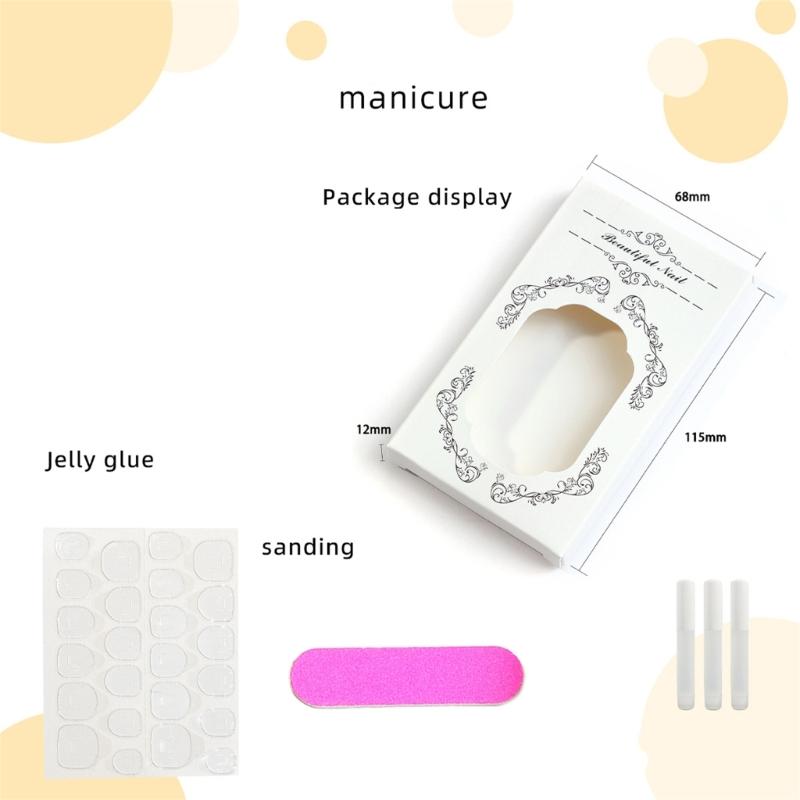 24 Pieces Long Square Press on Nail Christmas False Nail Full Cover Nail Art Decoration For Quick And Easy Application