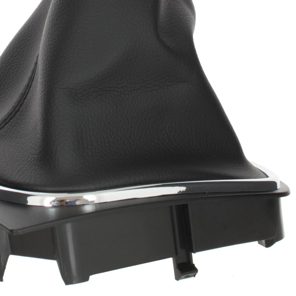 VW Golf V 03-08 Pomo de Palanca de Cambios Plateado y Negro con Funda y Marco Cromado 5 Velocidades
