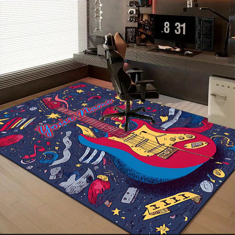 1PC Custom Name Music Guitar Festival Theme Floor Mat Ideal for Living Room, Game Rooms, Office, Bedroom Floor Mat Playful Design