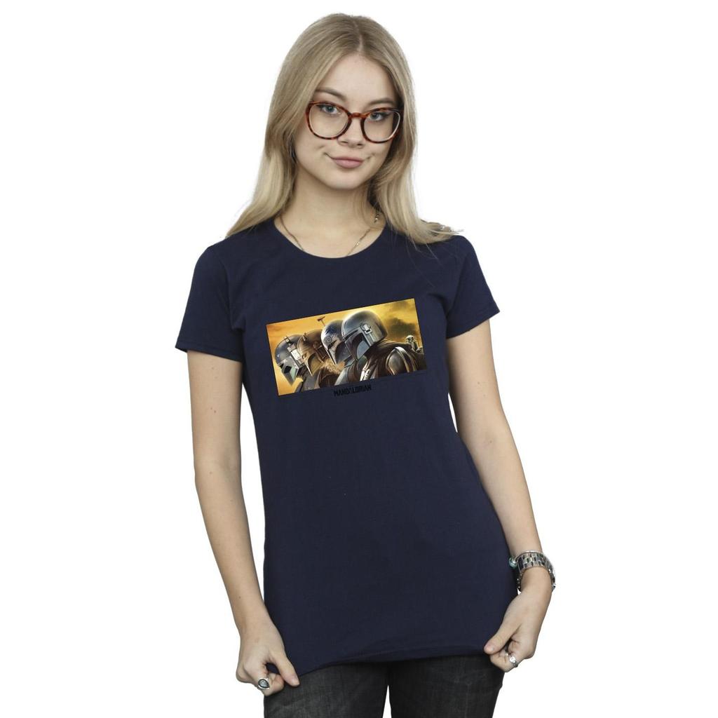 Star Wars Womens/Ladies The Mandalorian Painted Group Cotton T-Shirt