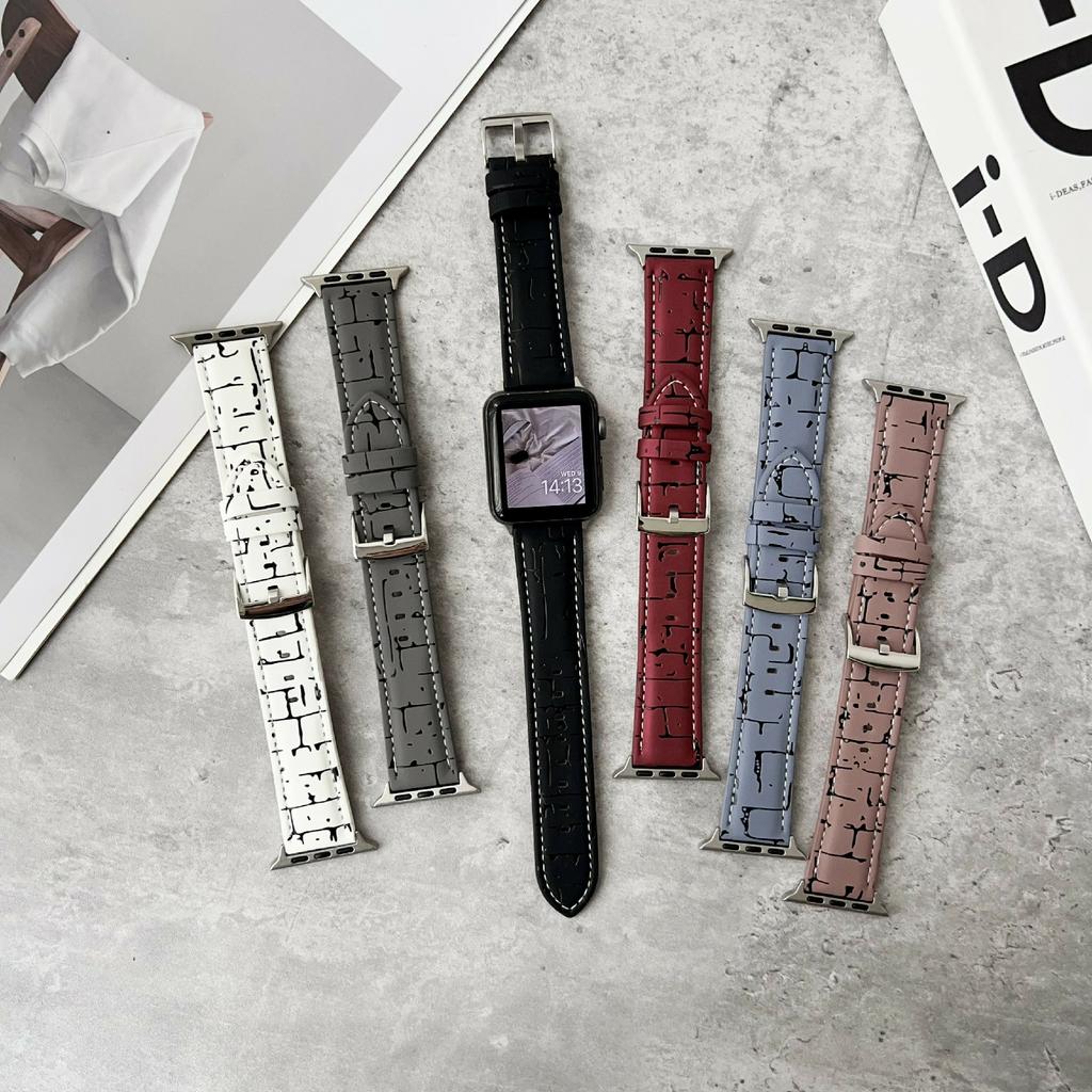 Leder-Armbänder mit Muster für Apple Watch Series 10 Ultra 9 8 7 SE 6 5 4 3 2 1 46mm 49mm 45mm 44mm 40mm Uhrenarmbänder