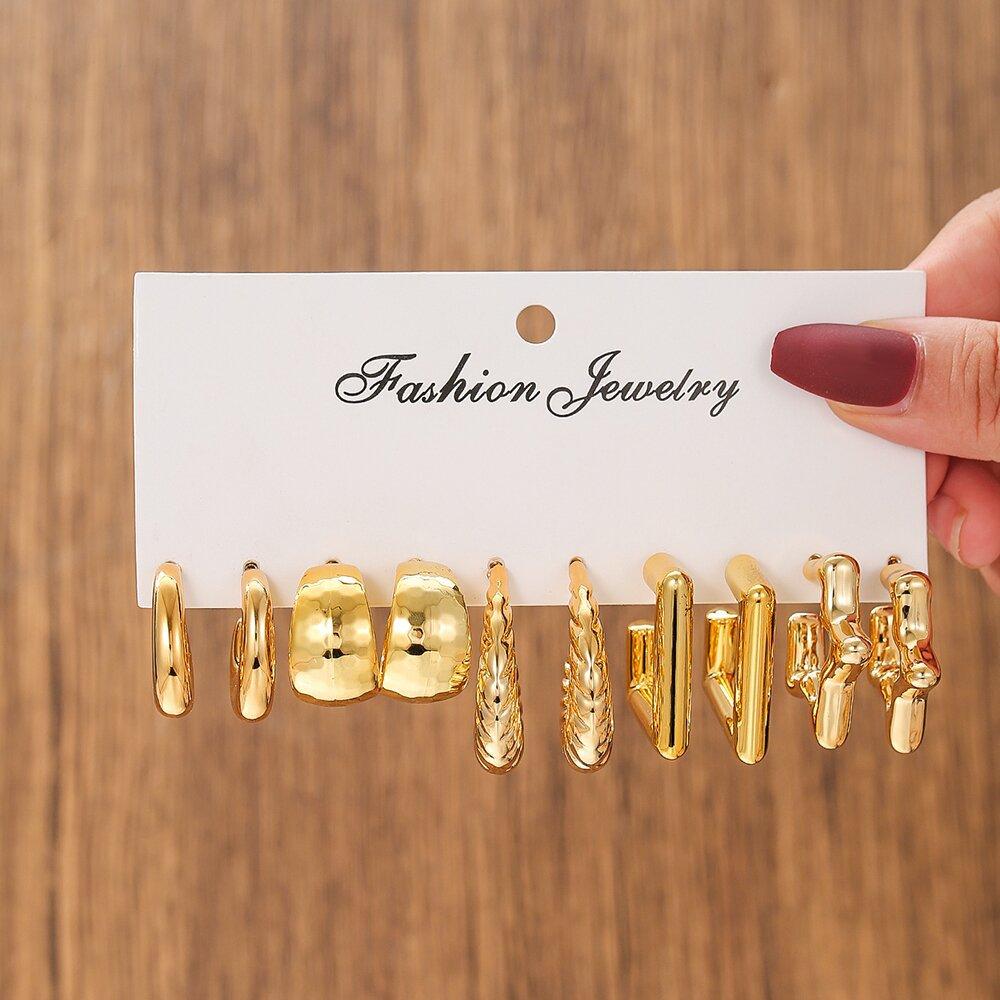 New exaggerated acrylic earrings, plain hoop, round electroplated stud earring set, niche and sophisticated accessories for women