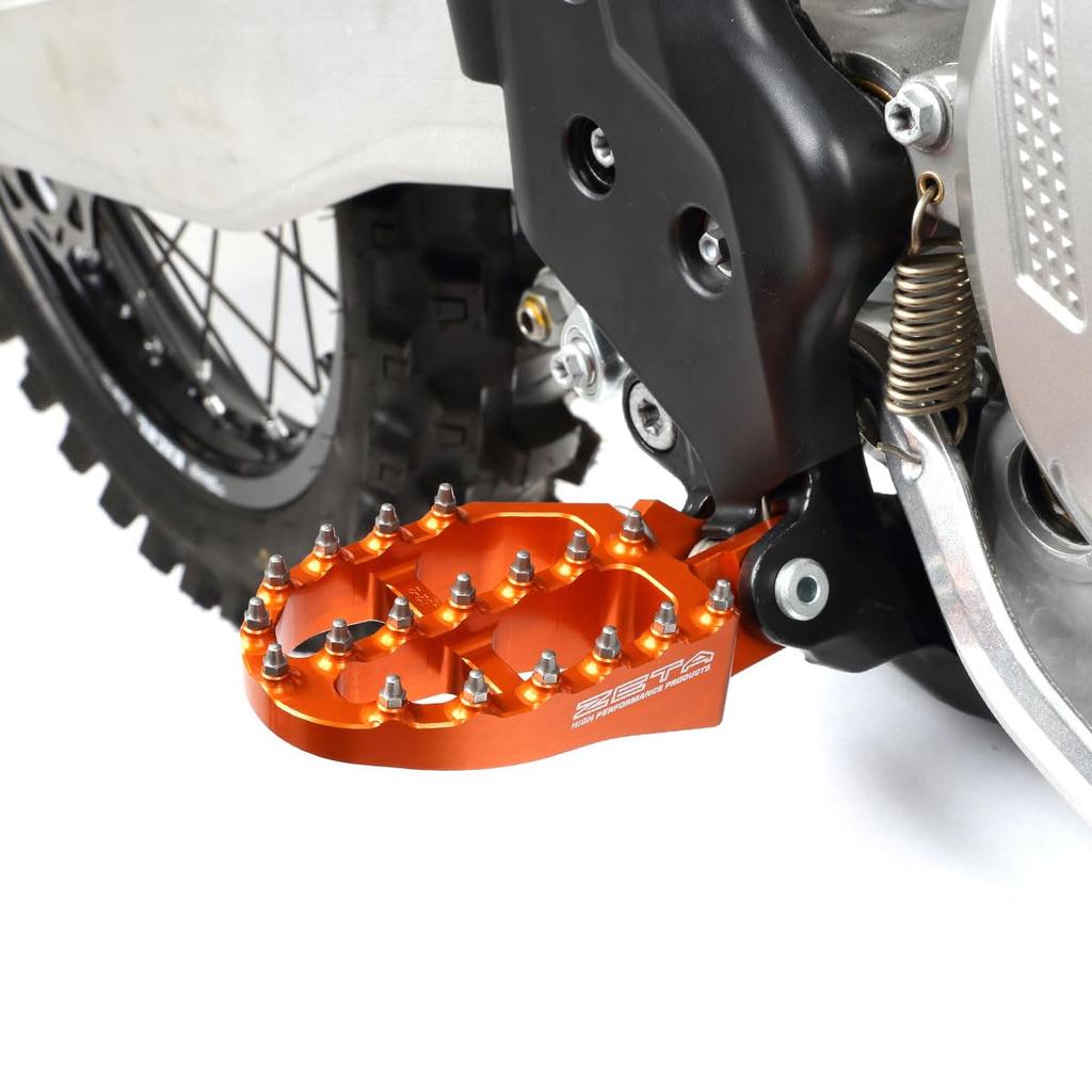 ZETA RACING GASGAS Aluminum Footpegs for KTM Dirt Freak F7005 SX/SX-F/EXC/EXC-F/XC/XC-F/TC/FC/TE/FE/TX/FS, Orange, (formerly ZE93-1827)