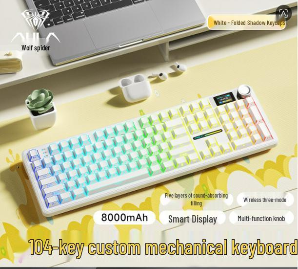Tarantula F108pro Wireless Bluetooth Three-Mode Customizable Mechanical Esports Keyboard: Gradient, Hot-Swappable, Side-Printed.
