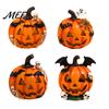 Detailed Resin Sculptures Halloween Pumpkin Ghost Bat Skull Figurine, Cute Retro Dark Home Accents Tabletop Ornaments for Party Shelf Mantels
