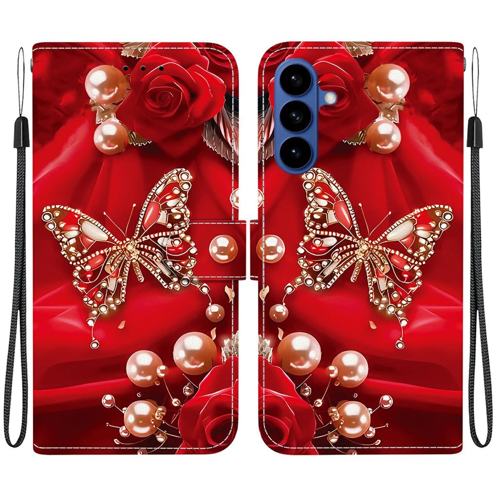 For Samsung Galaxy A57 5G Leather Case Stand Wallet Pattern Printing Phone Cover with Wrist Strap