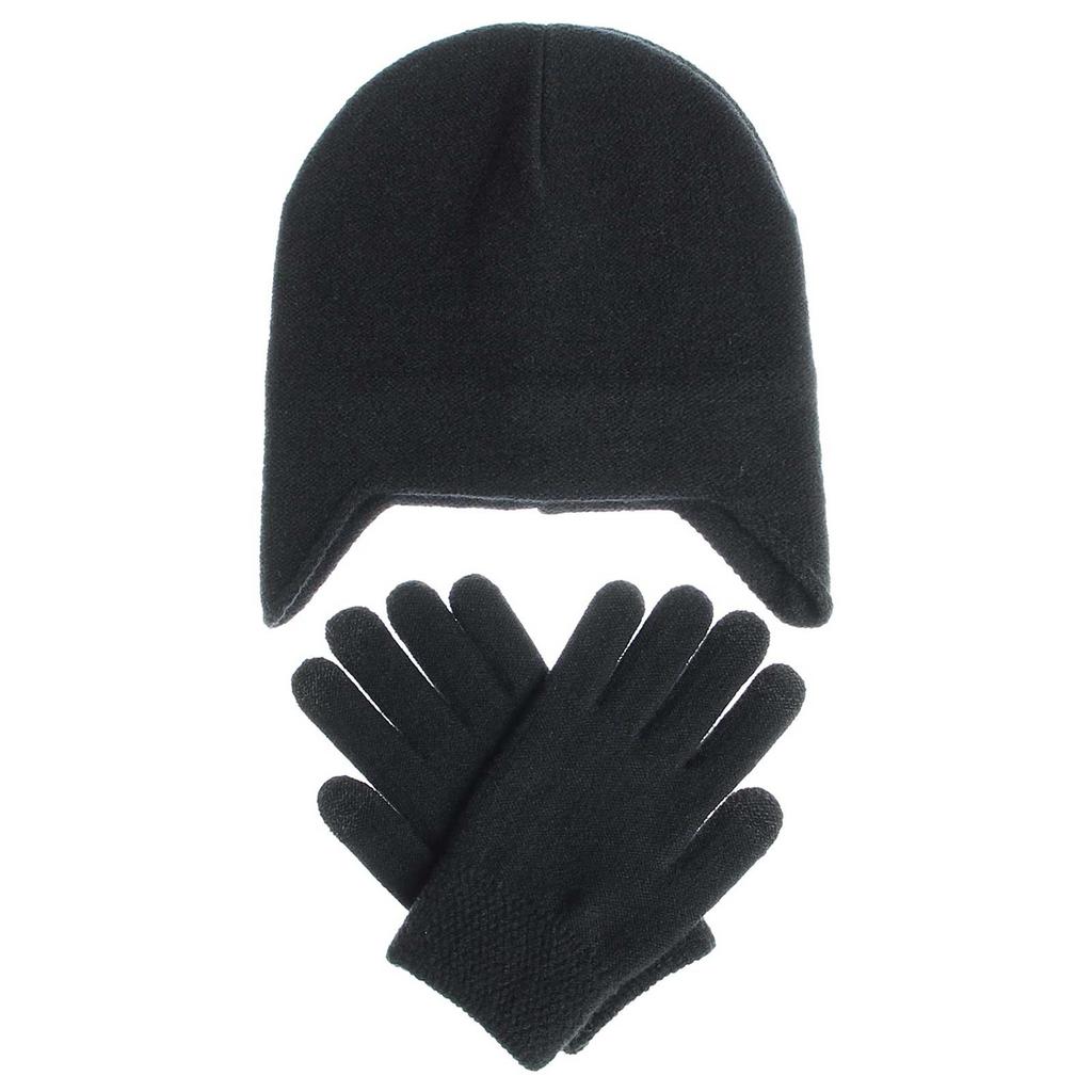 Unisex Skiing Fashion Keep Warm Winter Hats Knitted Cotton Hat+1 Pair Glover
