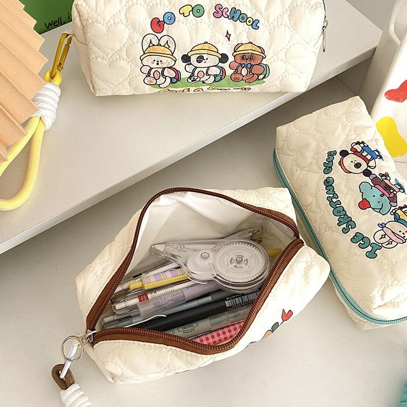 Cute Pencil Case Lovely Cartoon Animal Rabbit Bear Pencil Bag High Capacity Makeup Bursh/stationery Storage Bag Student Supplies