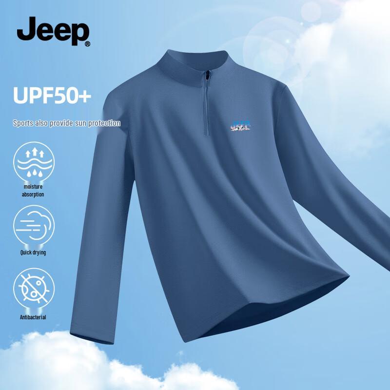 JEEP Men s Long Sleeve Half-Zip Quick-Dry Sun Protection T-Shirt L