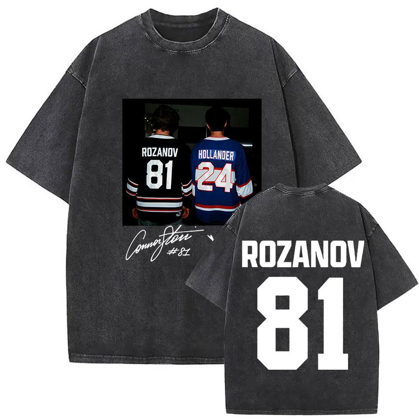 Heated Rivalry Ilya Rozanov 81 T Shirts Boston Hockey Vintage Washed Harajuku Oversized Tshirt Man Women 100 Cotton Tops Tees