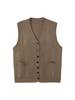 V-Neck Striped Knitted Vest for Middle-Aged & Elderly Women - Sleeveless Winter Cardigan