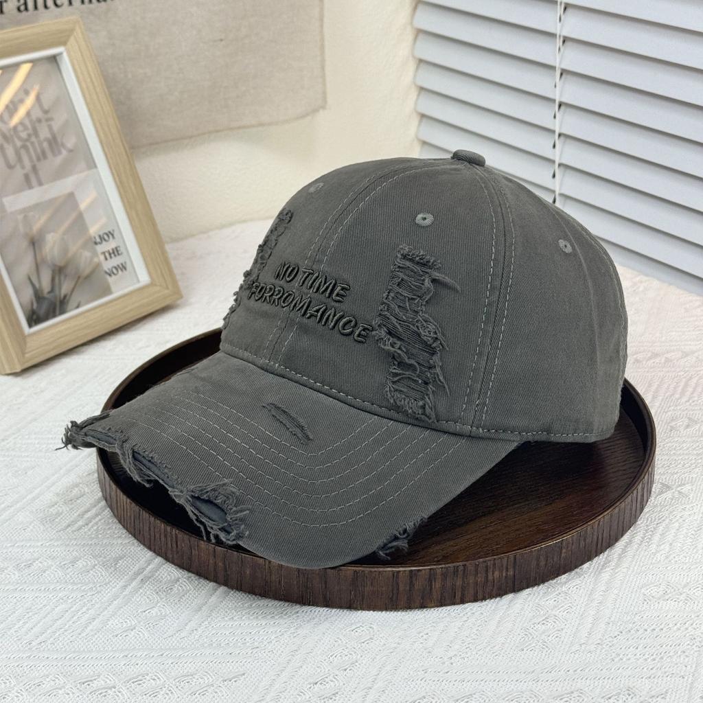 New deepened big head circumference pure cotton washed baseball cap embroidered versatile casual style peaked big eaves