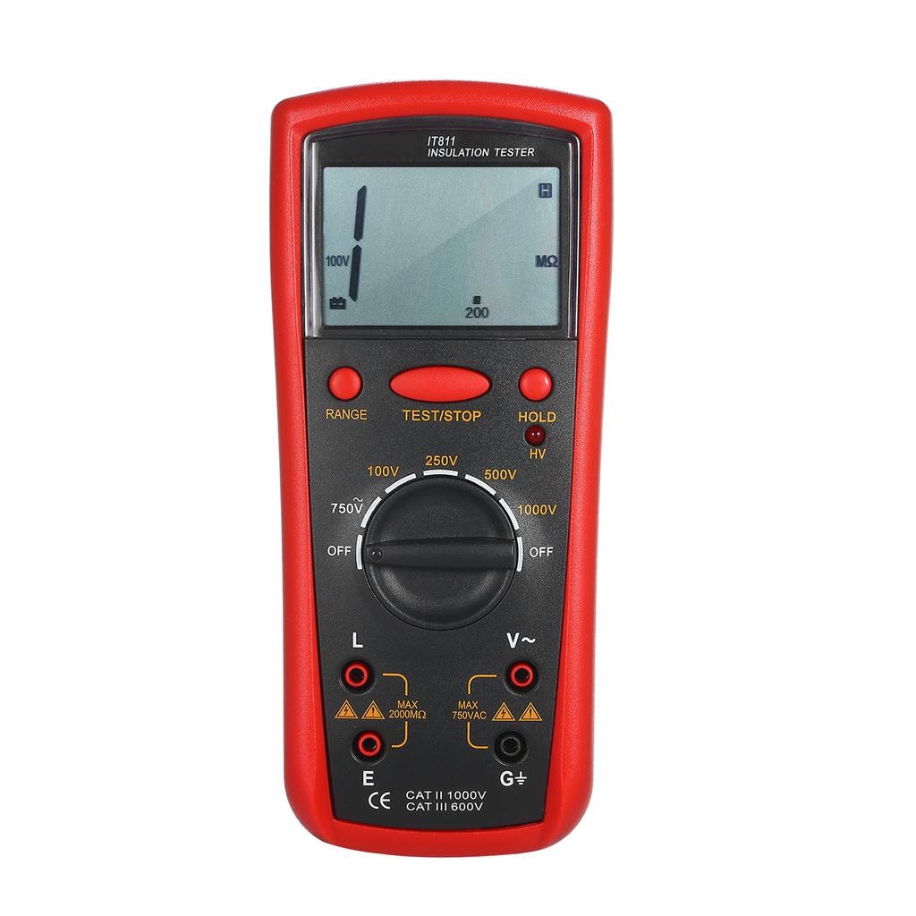 Digital Insulation Resistance Meter High Accuracy LCD Insulation Tester for Electrical Equipment Red