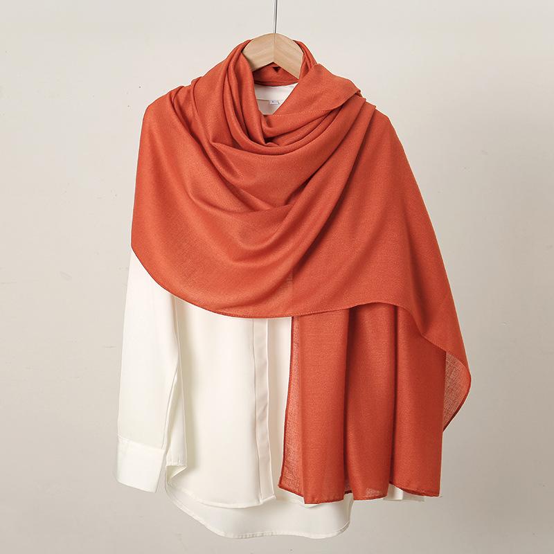 Autumn/Winter Trendy Solid Color Linen Women's Scarf – Southeast Asia Popular Cotton & Linen Feel Long Scarf