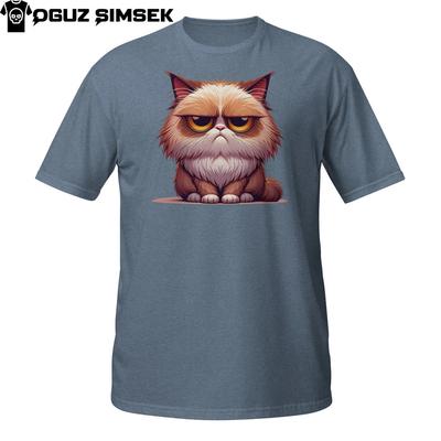Camiseta Triste Gato Gruñón – Lindo Gatito Malhumorado con Ojos Grandes Camiseta de Dibujos Animados Unisex