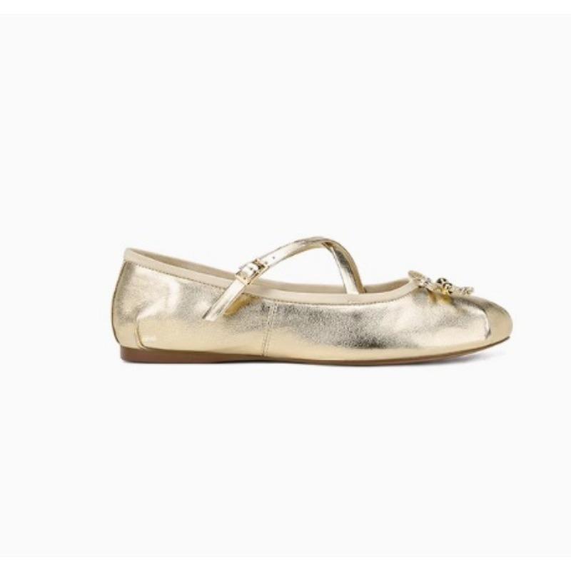 Sheepskin~ Super Soft Bow Mary Jane Shoes Cross Buckle Strap Flat Shallow Sole Single Shoes Women's Ballet Shoes