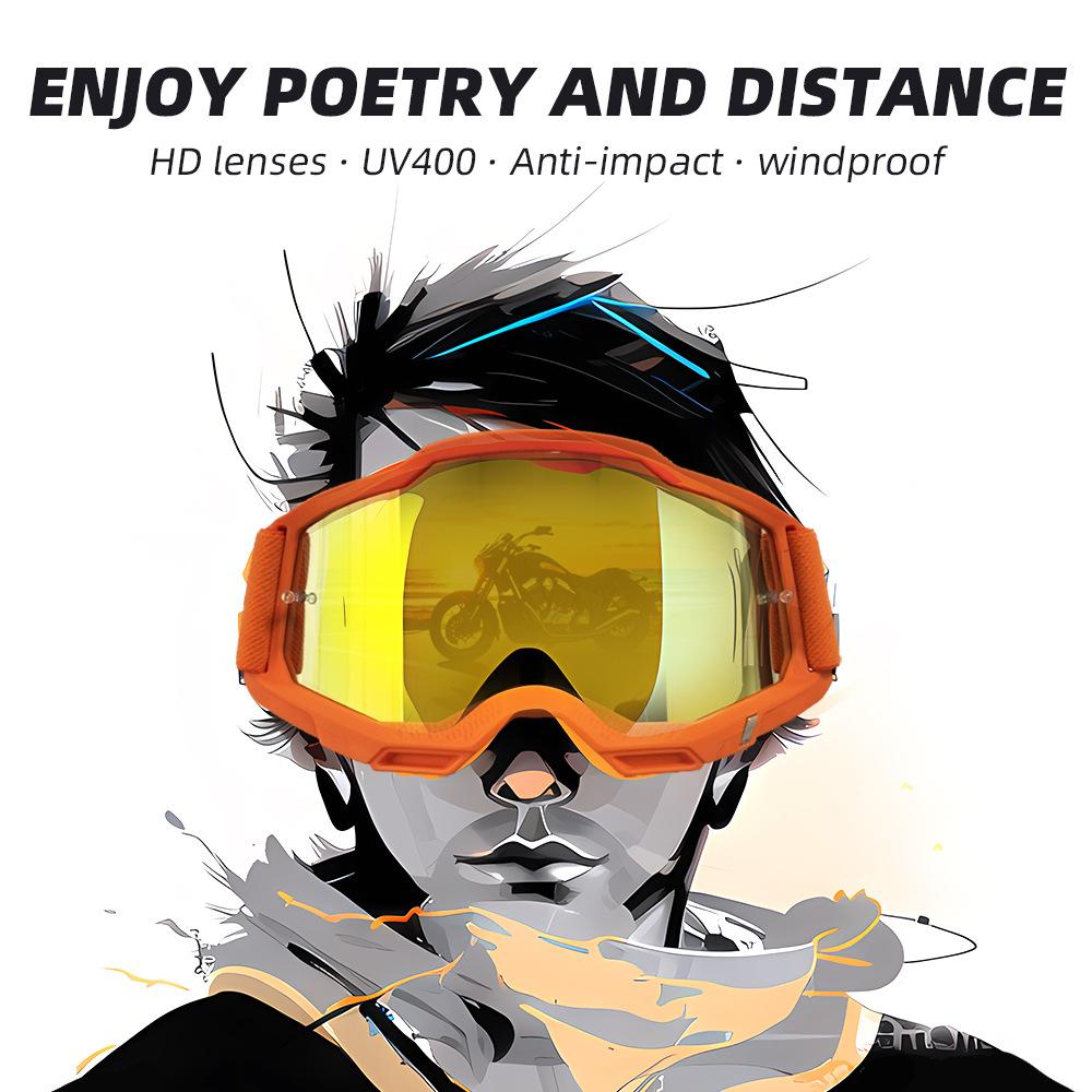 Motorcycle Goggles Riding Glasses Outdoor Off-Road Windproof Glasses Skiing Men's and Women's Sunglasses Durable Lenses