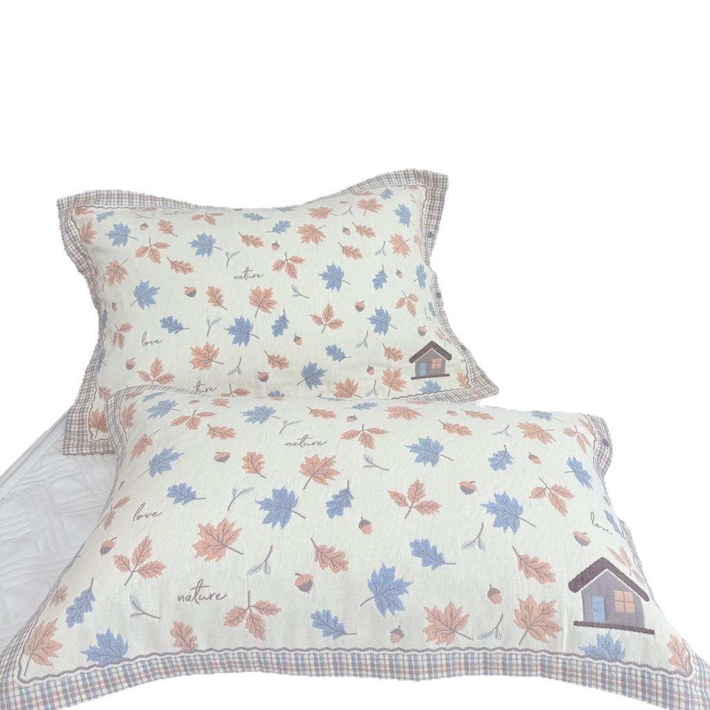 Set of 2 All-Cotton Gauze Pillowcases: Snap Button, High-Density, Non-Shedding, Four-Season Use