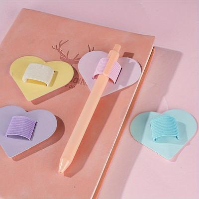 2pcs Heart Shaped Elastic Pencil Case, Self-adhesive Leather Pencil Case, Suitable for Laptops and Office Supplies