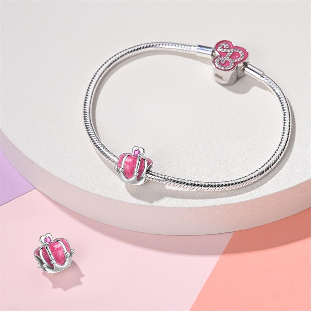 Pink Crown Charm Bead Charms Copper Authentic Bead Charms Compatible With Authentic Charm Bead Charms Bracelets Bead Charms Jewellery Gifts for Wom