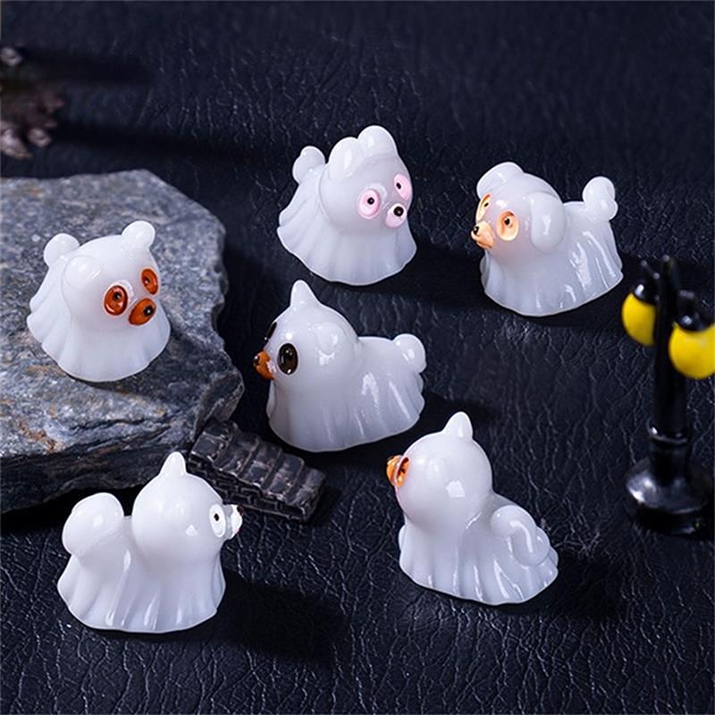5PCS Dollhouse Luminous Ghost Animal Miniature Models DIY Accessories Doll House Decor Halloween Ornaments Glow In The Dark Toys