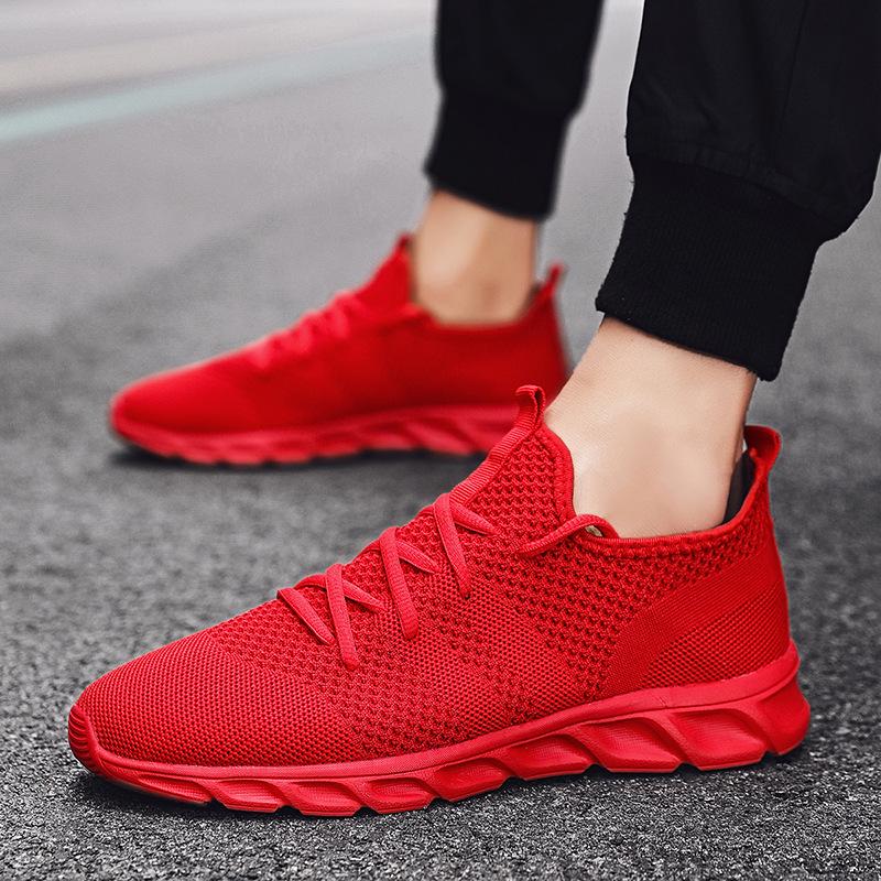 Men's Cross-Border Flyknit Mesh Sneakers, Sizes 45-47, Lightweight Low-Top, All-Season Casual Sports Shoes