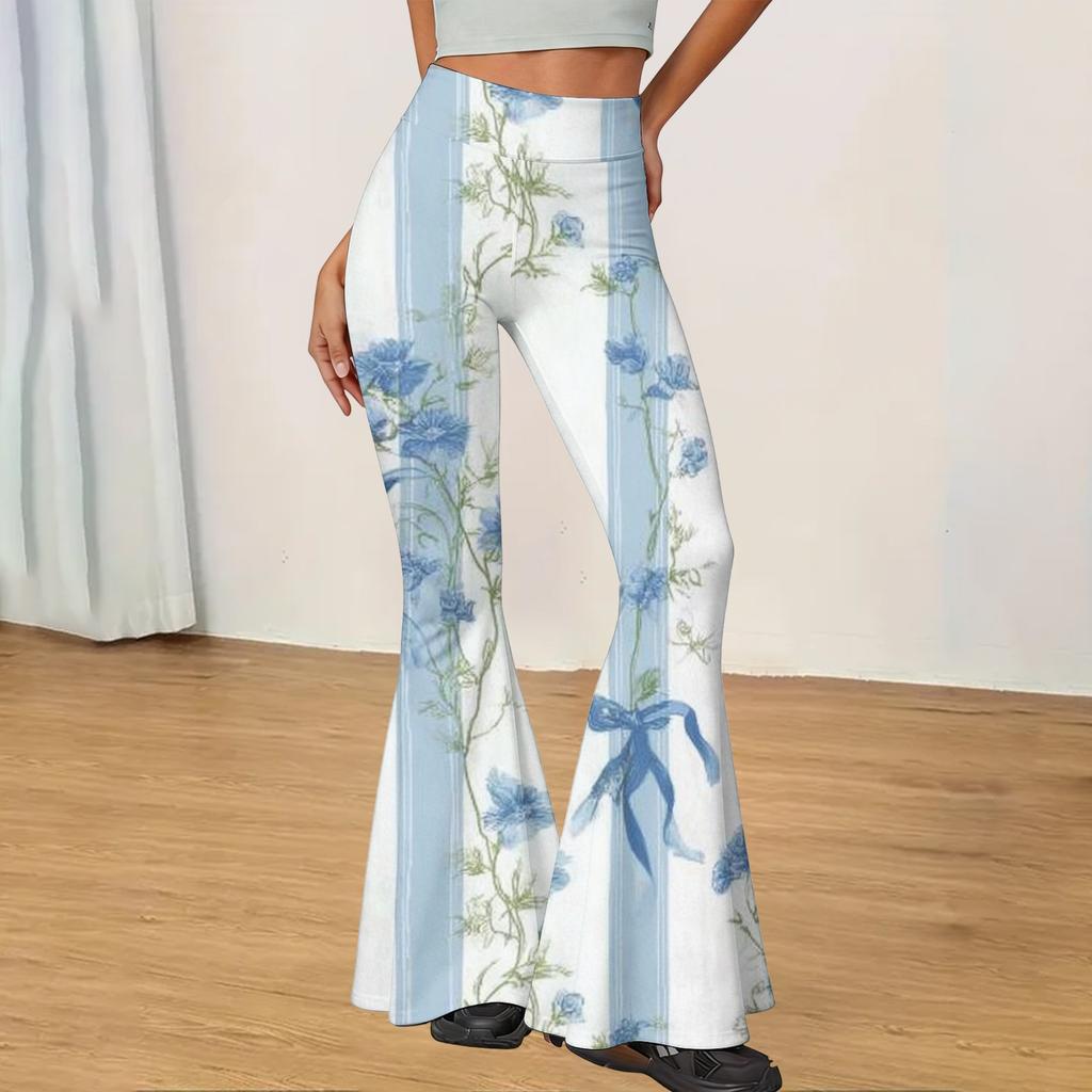 Women's High Waist Flared Casual Pants Slim Fit Stretch Yoga Trousers Fashionable Comfortable Soft Fabric Suitable for Daily Wear