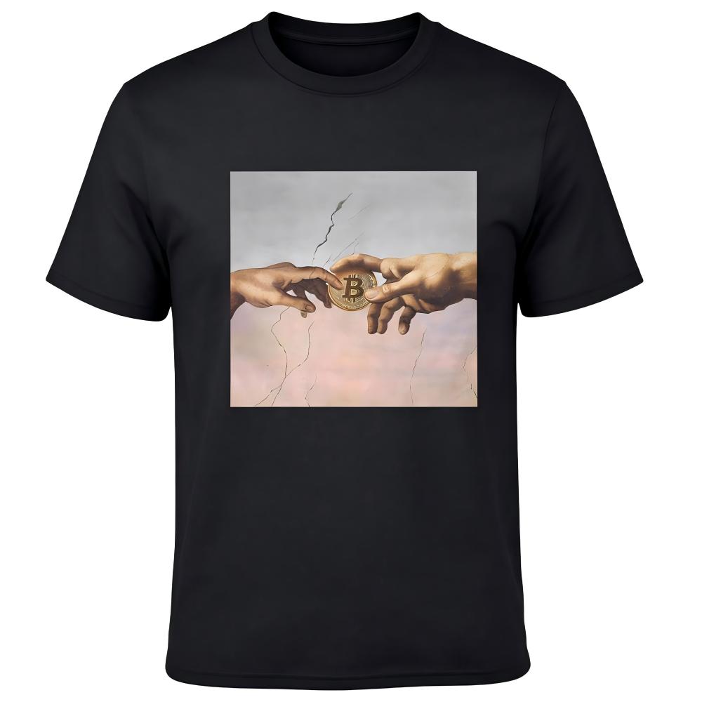 Creation of Adam Bitcoin Classic Art Parody Graphic Man's T-Shirt