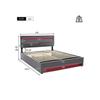 Gepolstertes Bett - MUVOE - 140x190 cm - USB-Anschluss - LED-Beleuchtung - Integrierter Stauraum