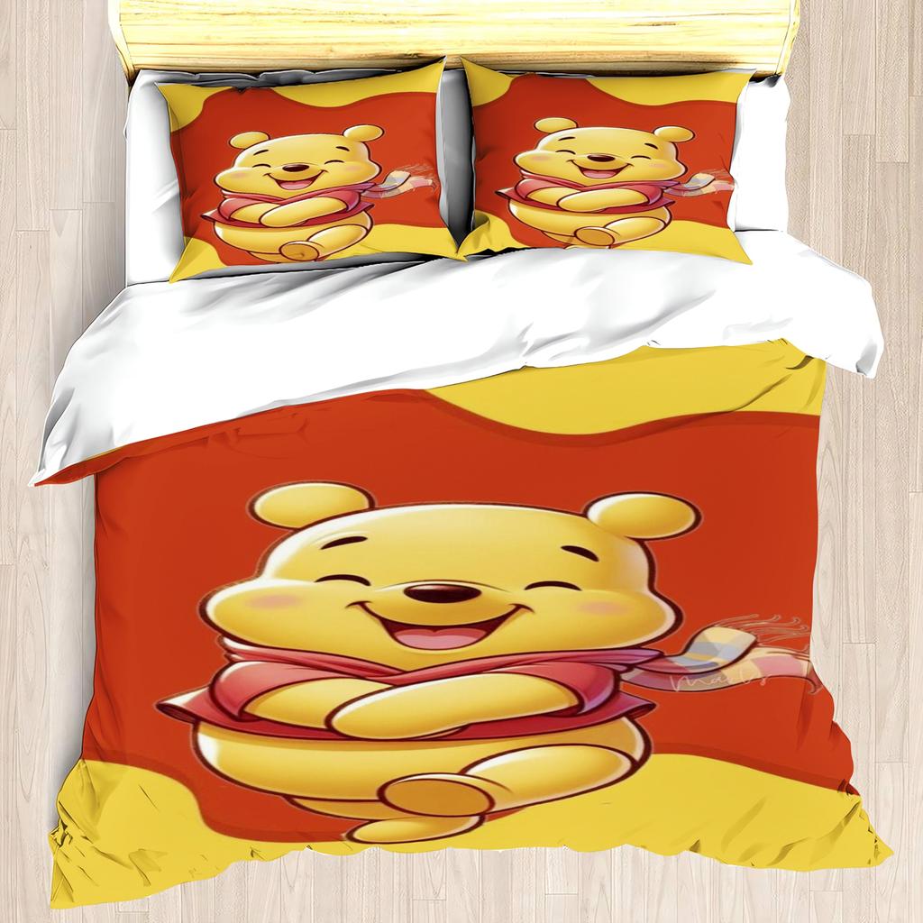 MINISO Winnie the Pooh Duvet Cover Set Comforter Bedding 3d Children'S Bedding Set 3-Piece 1 Quilt Cover King Size
