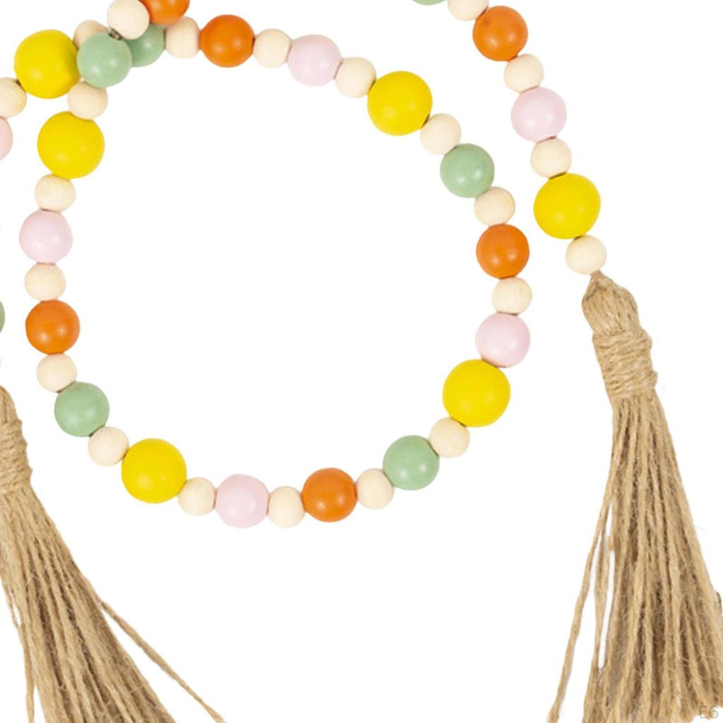Easter Bead Garland with Wood Elements for Spring Celebrations And Home Decor