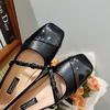 2025 Spring New Square Head Soft-soled Bow Shallow Mouth Ballet Niche Flat-soled Doudou Women's Single Shoes Commuter Work Shoes