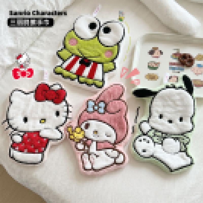 Coral fleece children's square towel KT cat hand towel cartoon cute hand towel hanging double layer thickened water absorption soft
