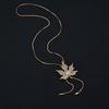 New Personality Autumn And Winter Wild Sweater Chain Long Maple Leaf Lady Imitation Pearl Pendant Necklace Zircon Chocker